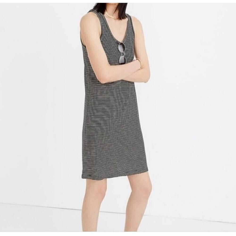 Madewell Striped Knit Dress Scoopneck Sleeveless Vneck Casual Size Small